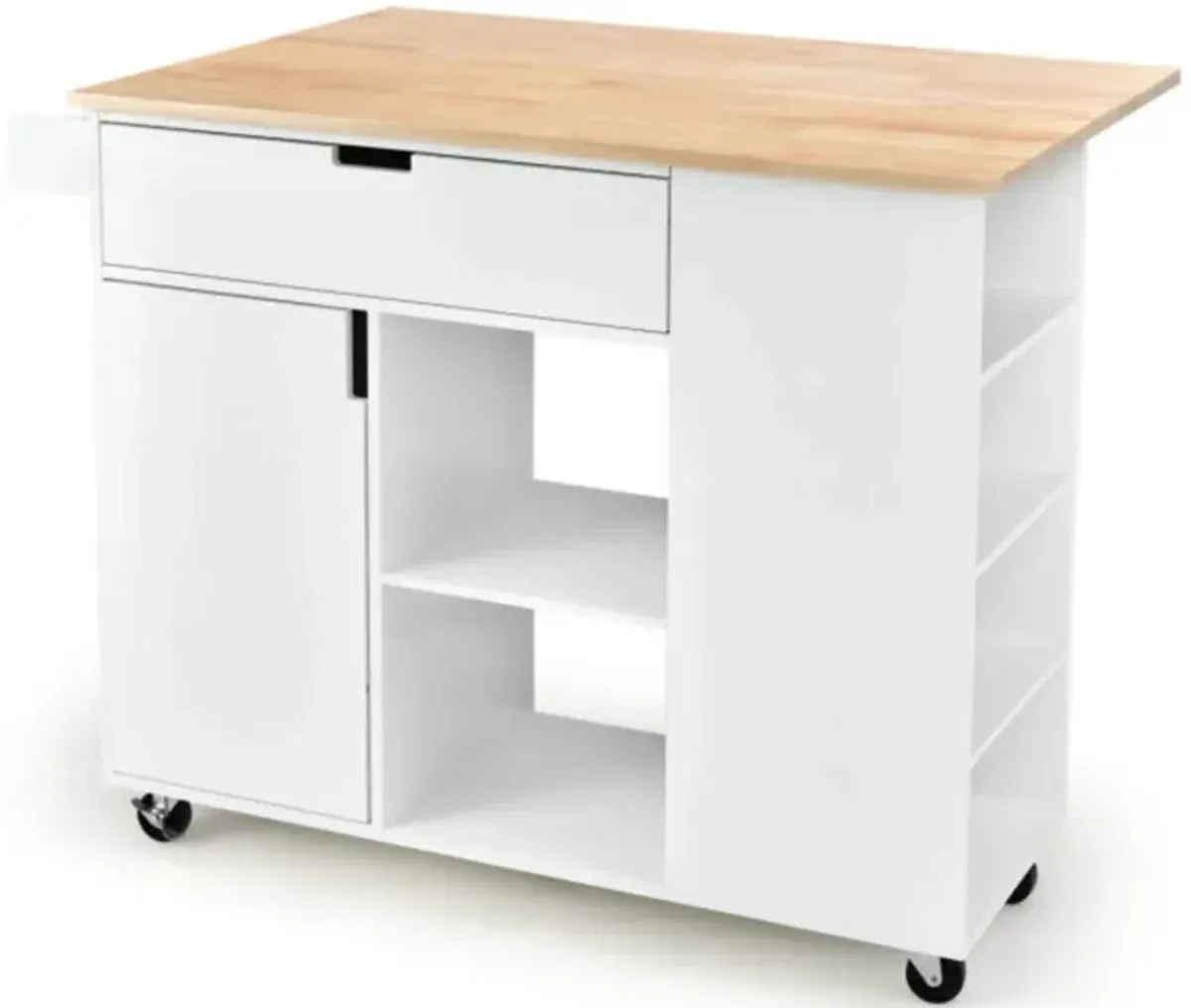 Hivvago Drop-Leaf Kitchen Island with Rubber Wood Top