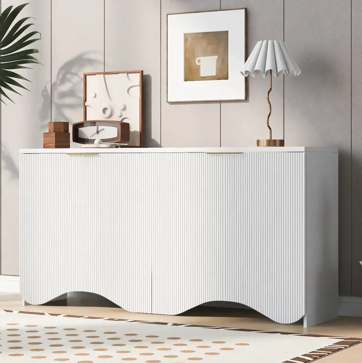 Merax Bottom Wavy Design Storage Cabinet