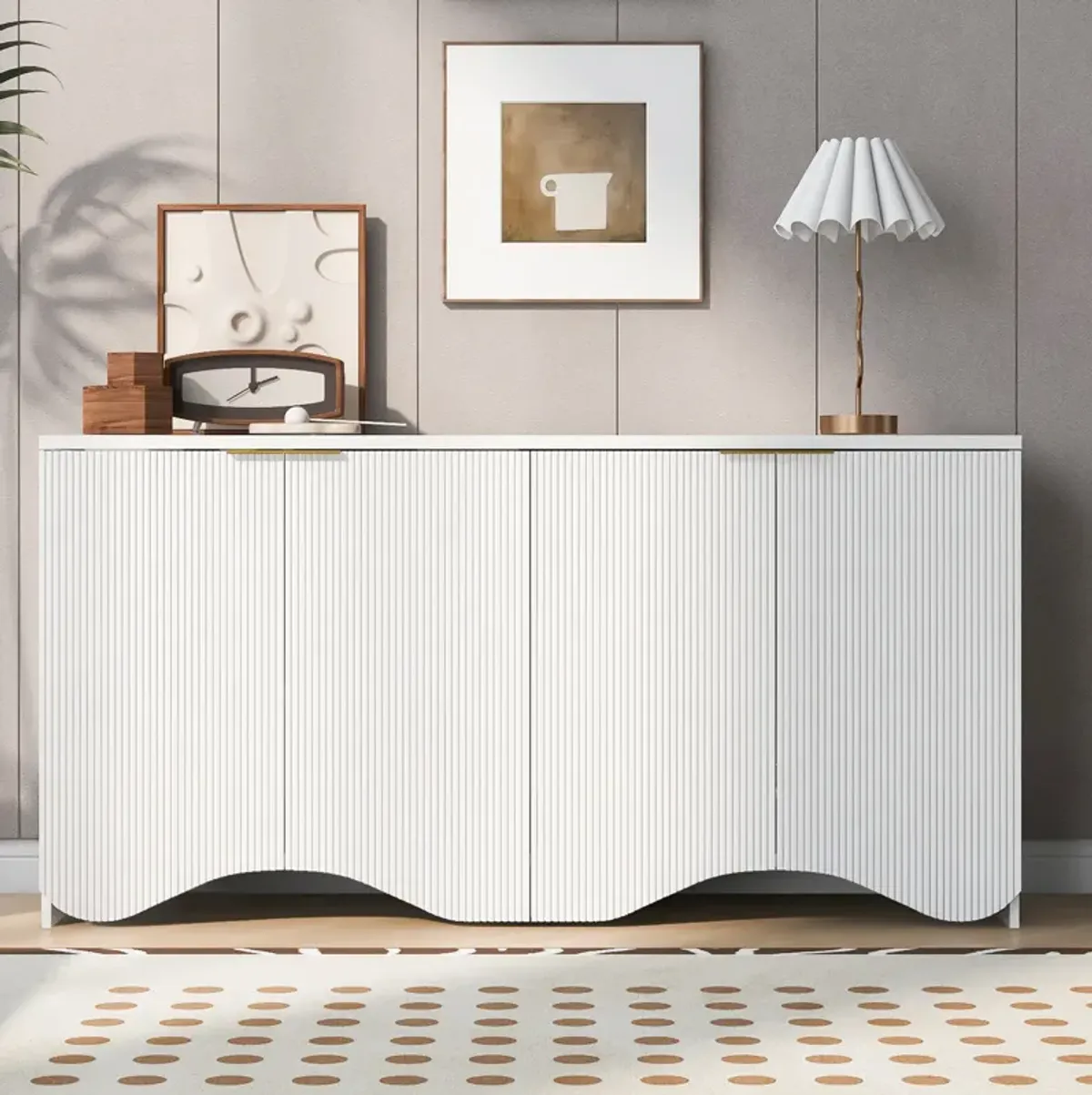 Merax Bottom Wavy Design Storage Cabinet