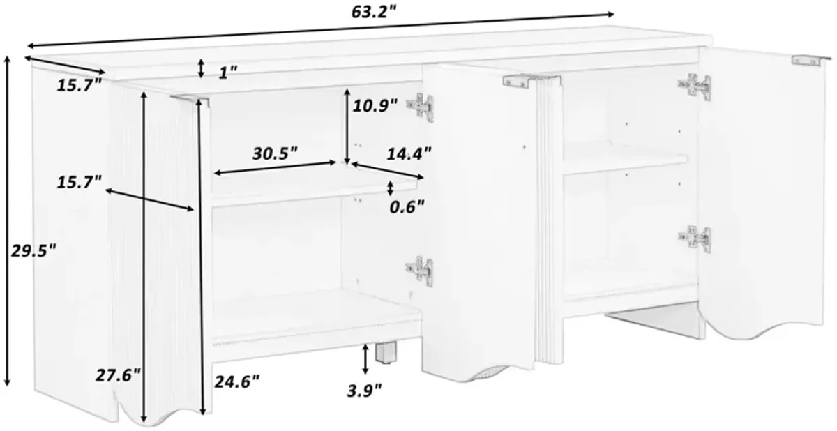 Merax Bottom Wavy Design Storage Cabinet