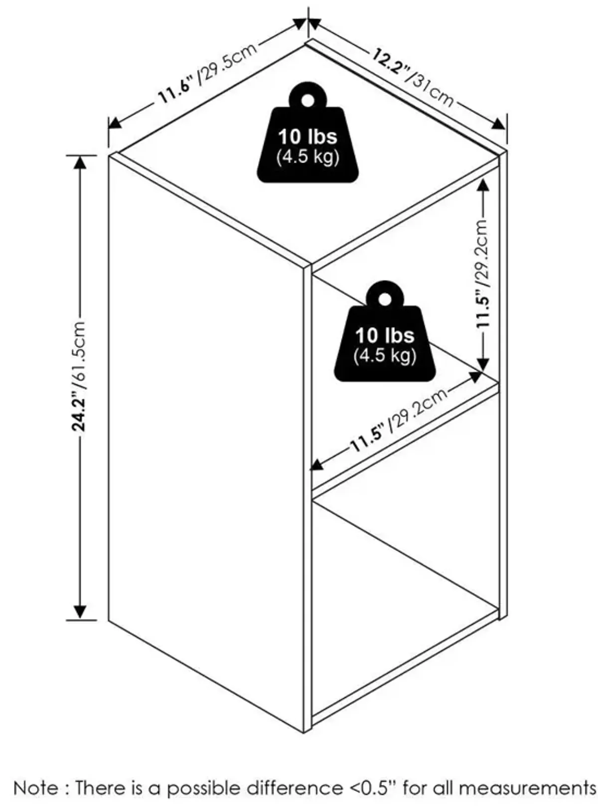 Pelli Cubic Storage Cabinet, 2x1, White