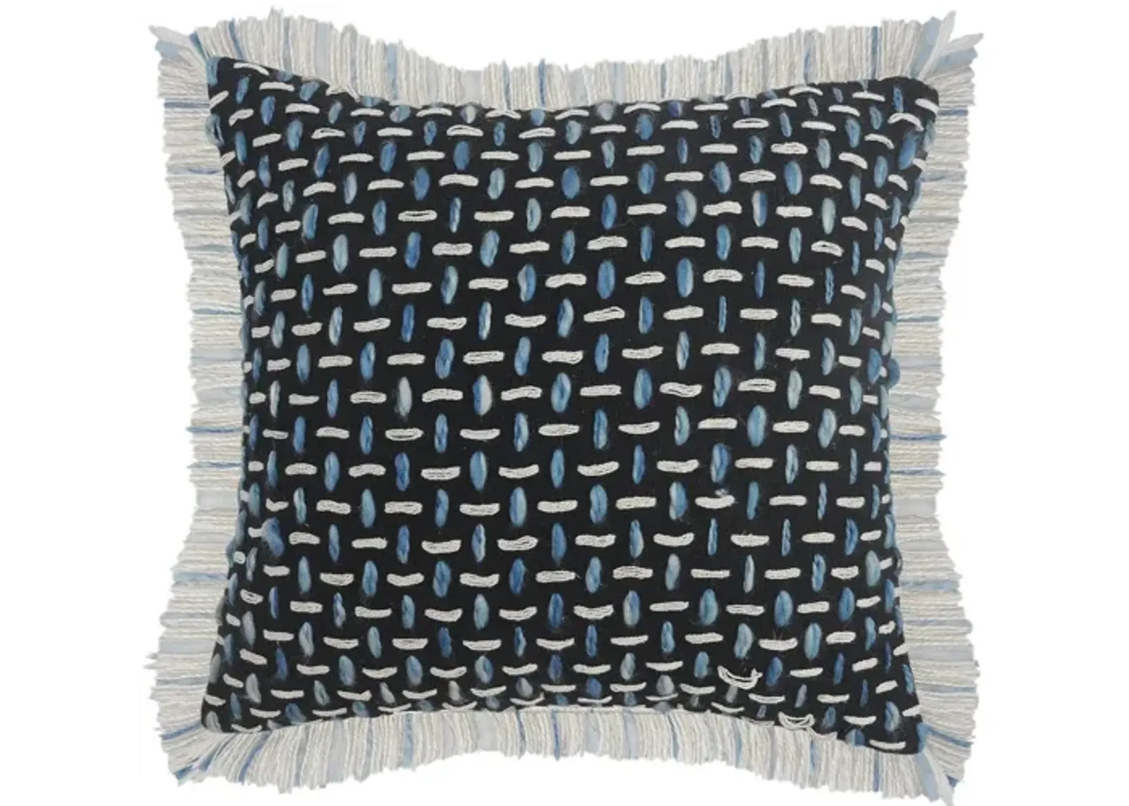 20" Black and Blue Interwoven Square Throw Pillow