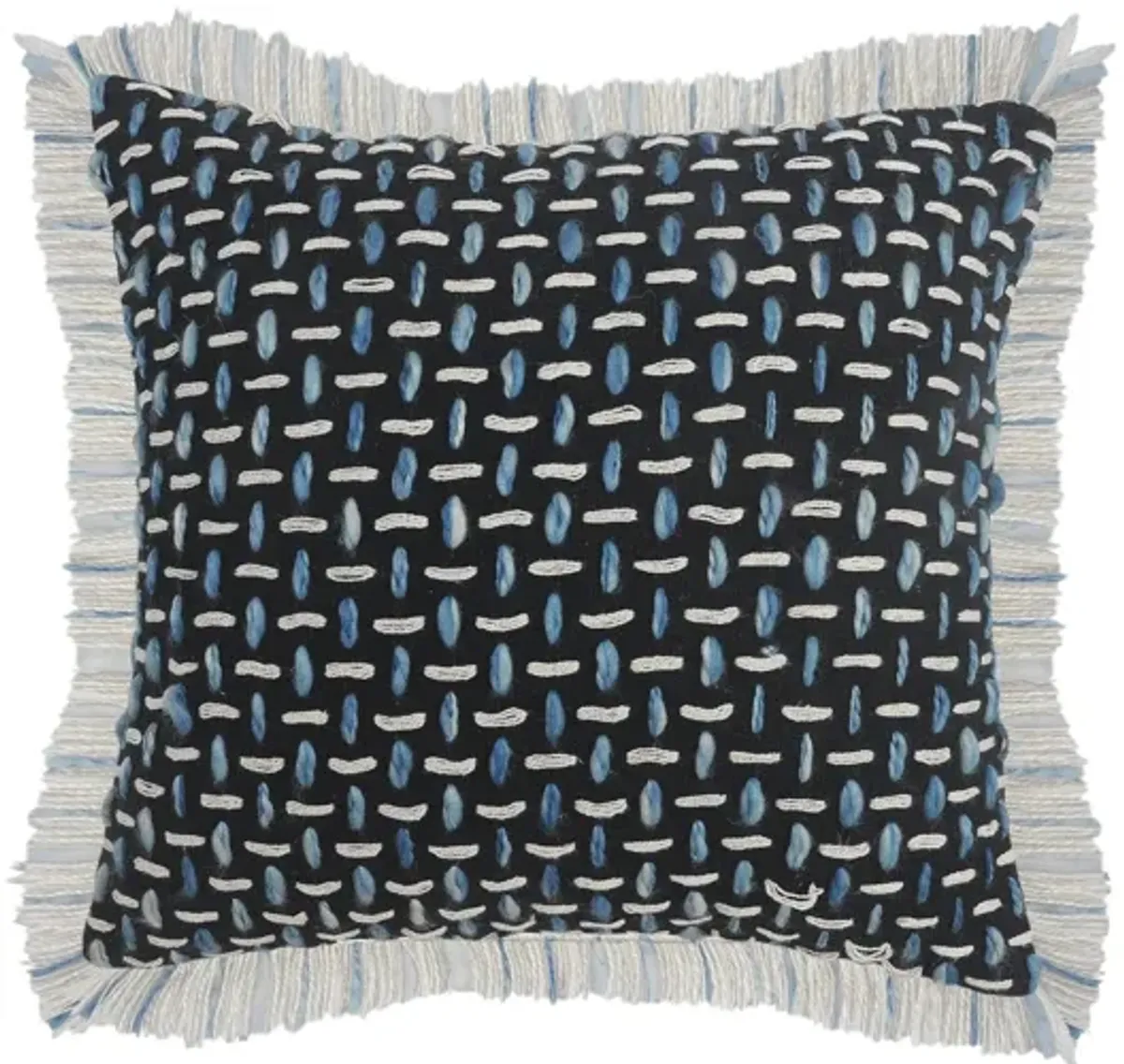 20" Black and Blue Interwoven Square Throw Pillow