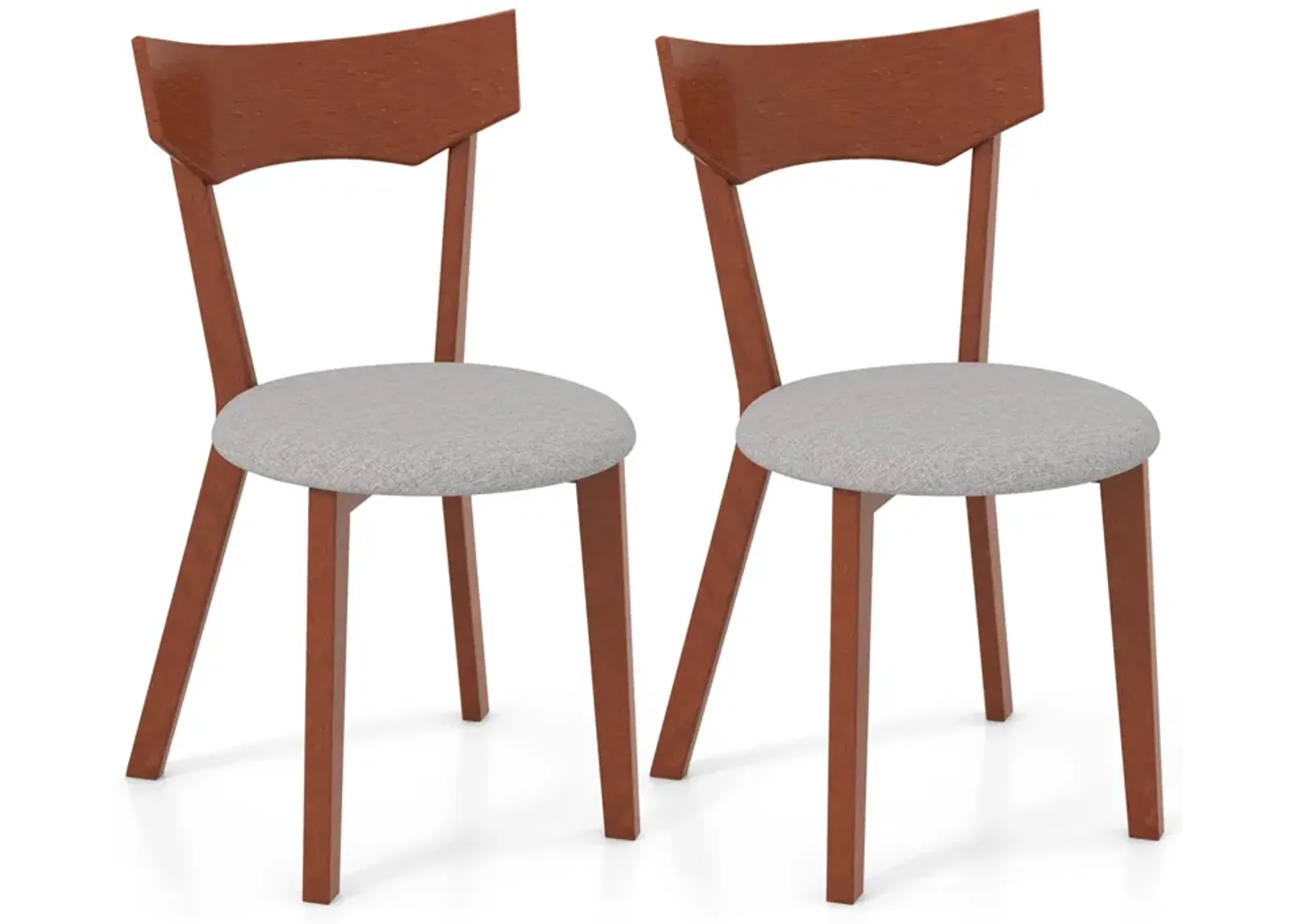 Wooden Dining Chair Set of 2 with Rubber Wood Legs and Padded Seat Cushion