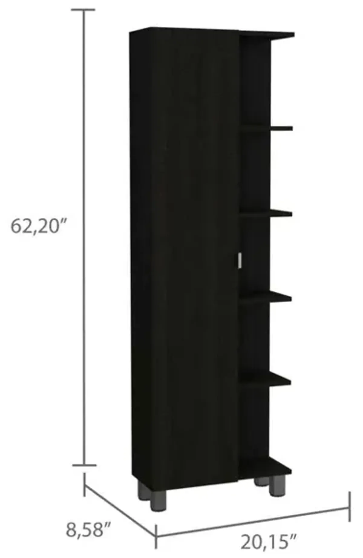 Portland 5-Shelf Tall Cabinet Black Wengue