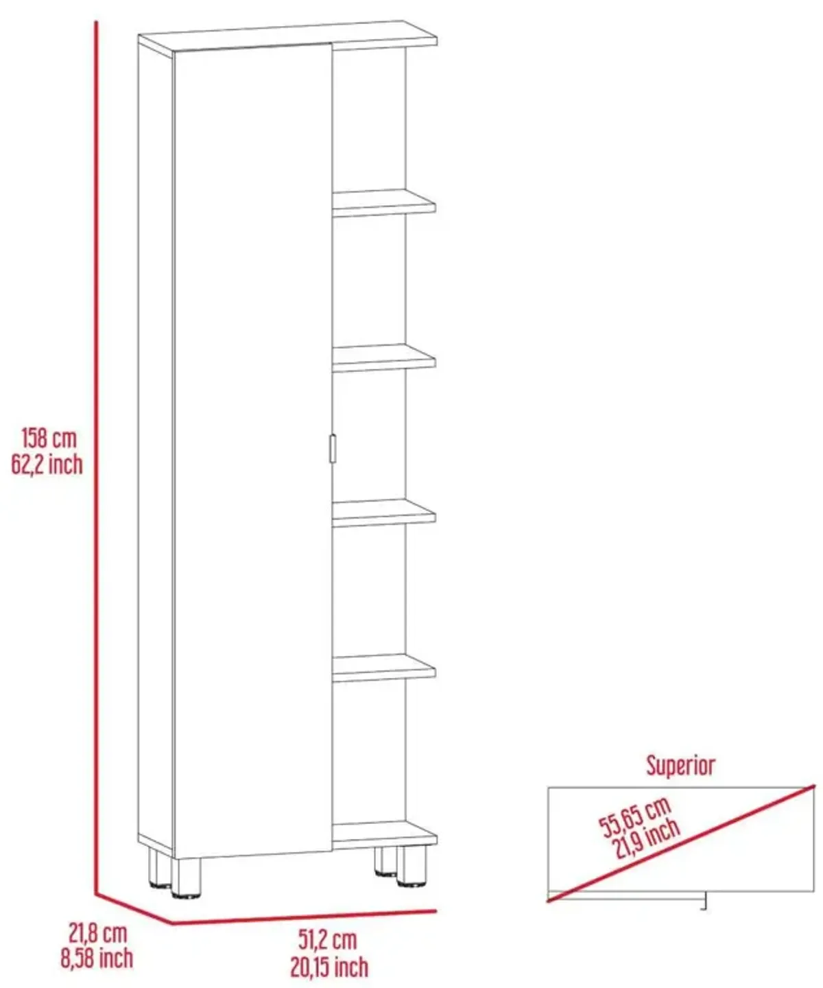 Portland 5-Shelf Tall Cabinet Black Wengue