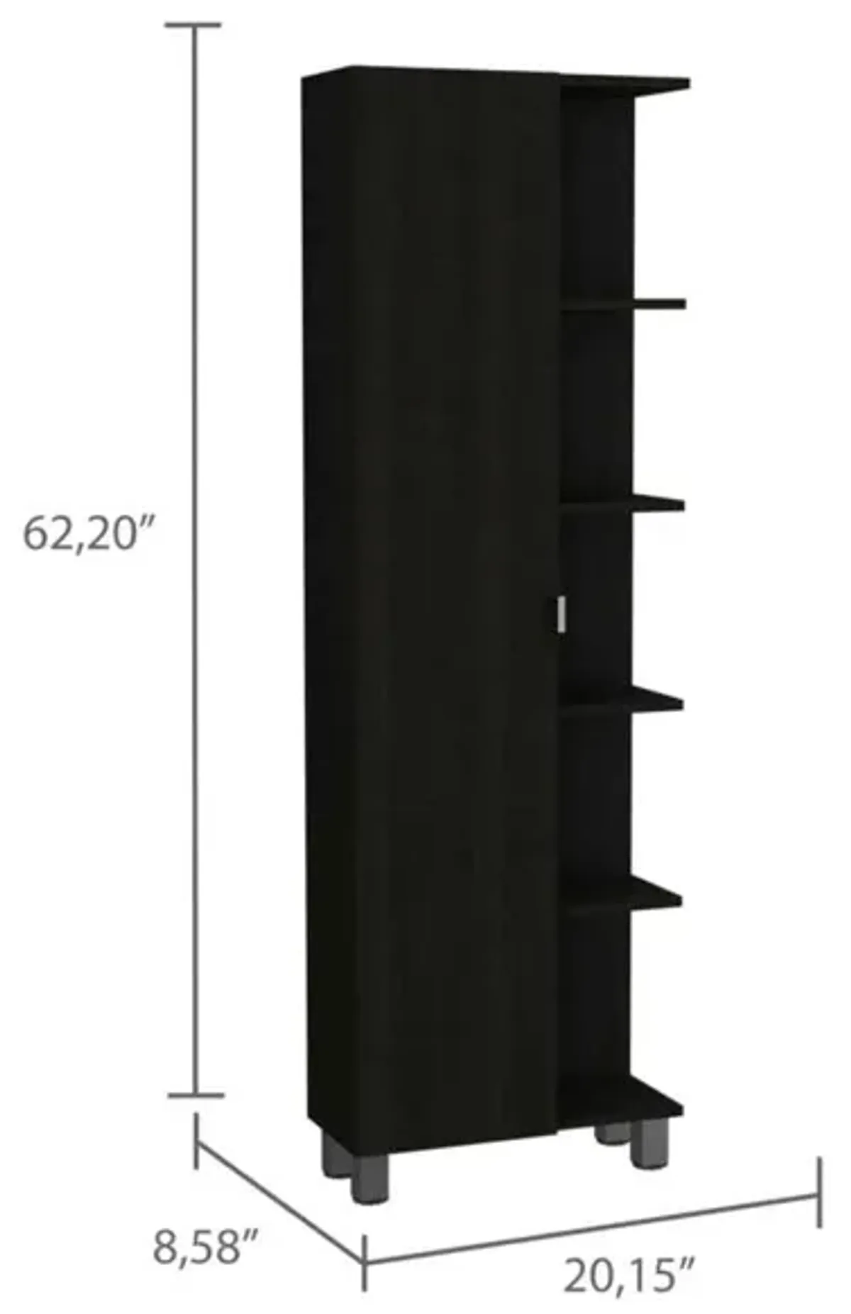 Portland 5-Shelf Tall Cabinet Black Wengue