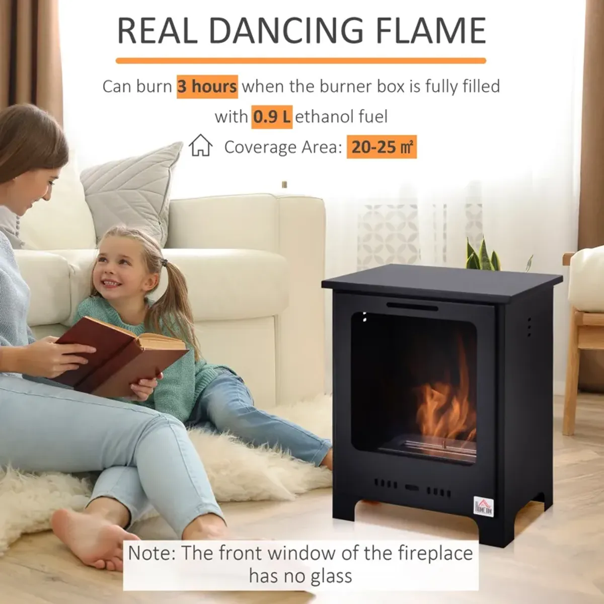 Black Ambient Warmth: Freestanding Ethanol Fireplace Stove