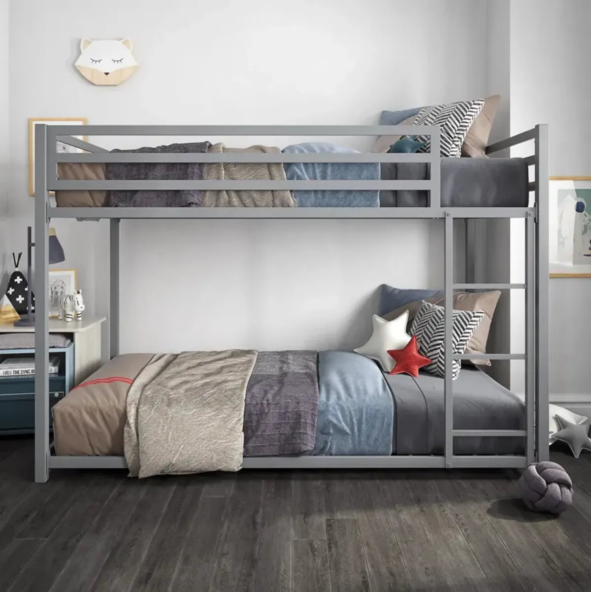 DHP Miles Metal Full/Full Bunk Bed, Silver