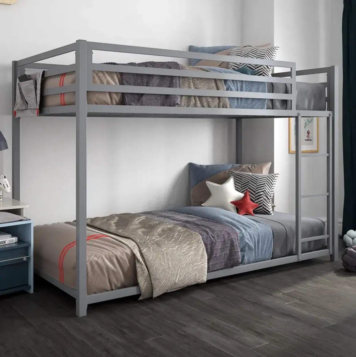 DHP Miles Metal Full/Full Bunk Bed, Silver