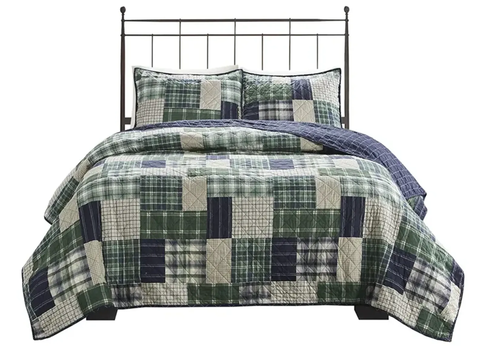 Gracie Mills Otha 3 Peice Plaid Reversible Quilt Set