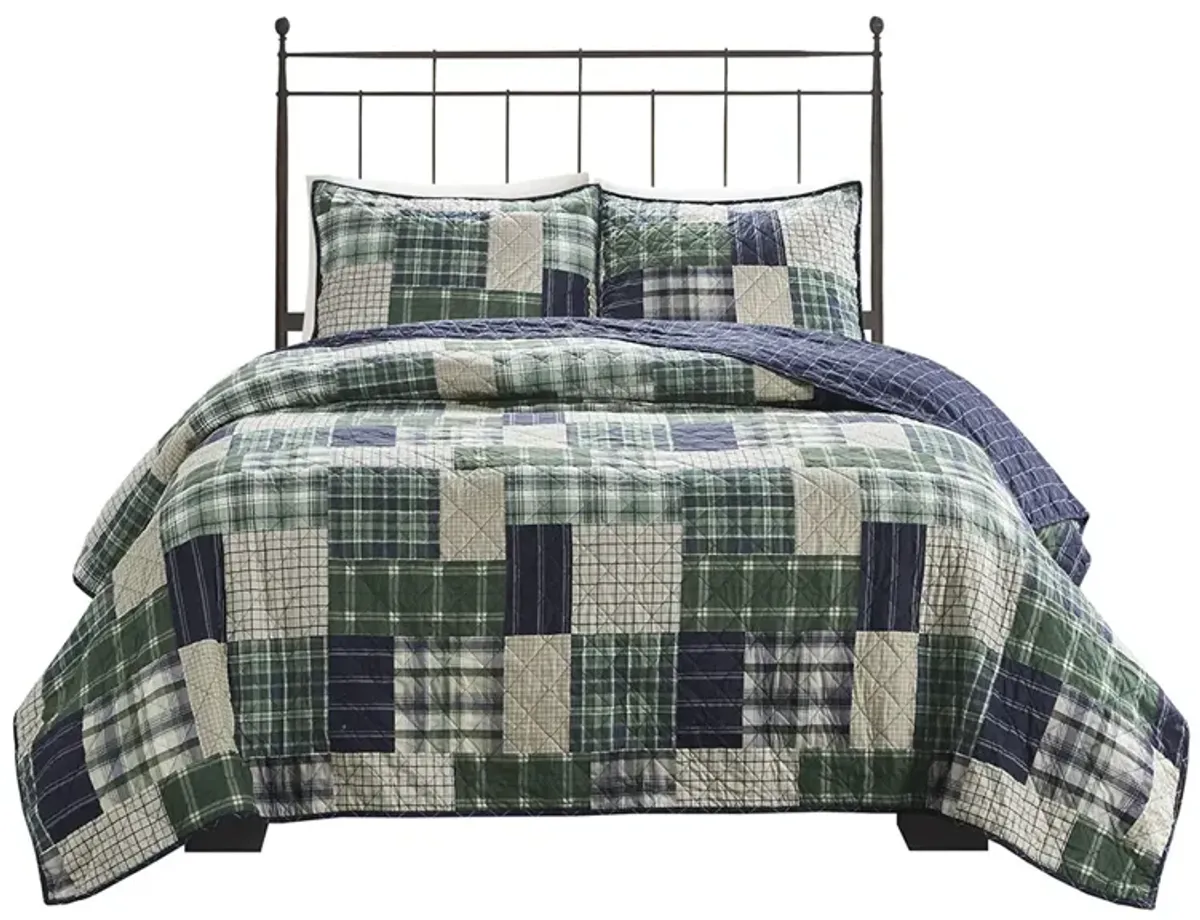 Gracie Mills Otha 3 Peice Plaid Reversible Quilt Set