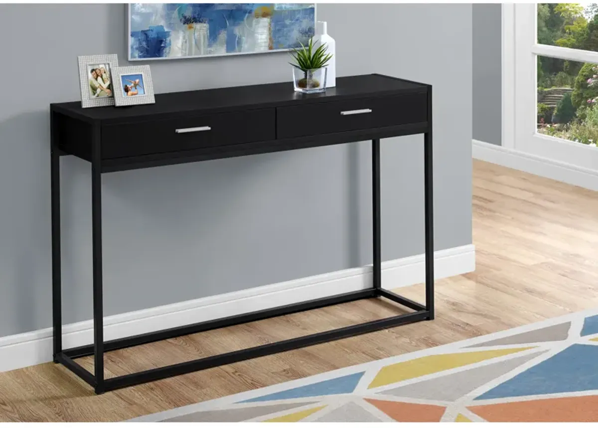 Monarch Specialties I 3512 Accent Table, Console, Entryway, Narrow, Sofa, Storage Drawer, Living Room, Bedroom, Metal, Laminate, Black, Contemporary, Modern