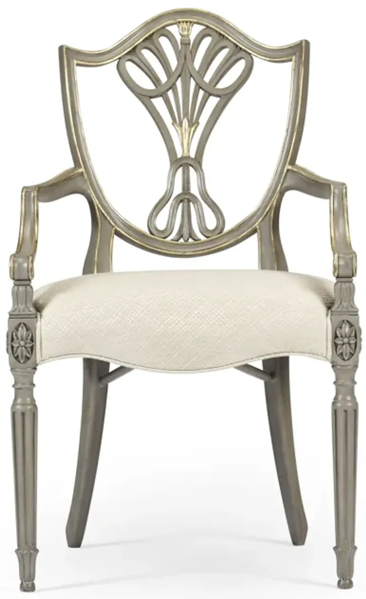 Grey & Gilded Dining Armchair