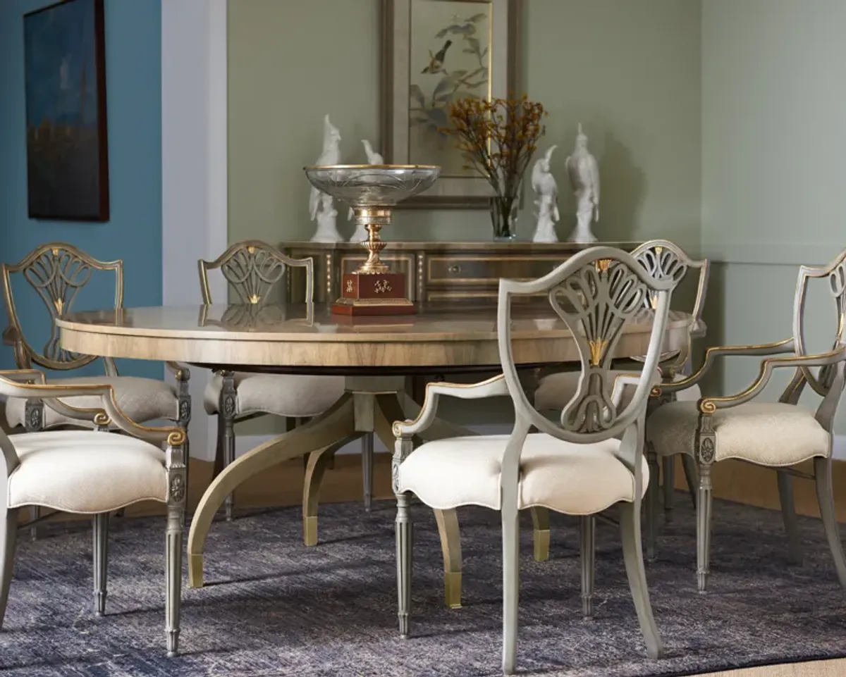 Grey & Gilded Dining Armchair