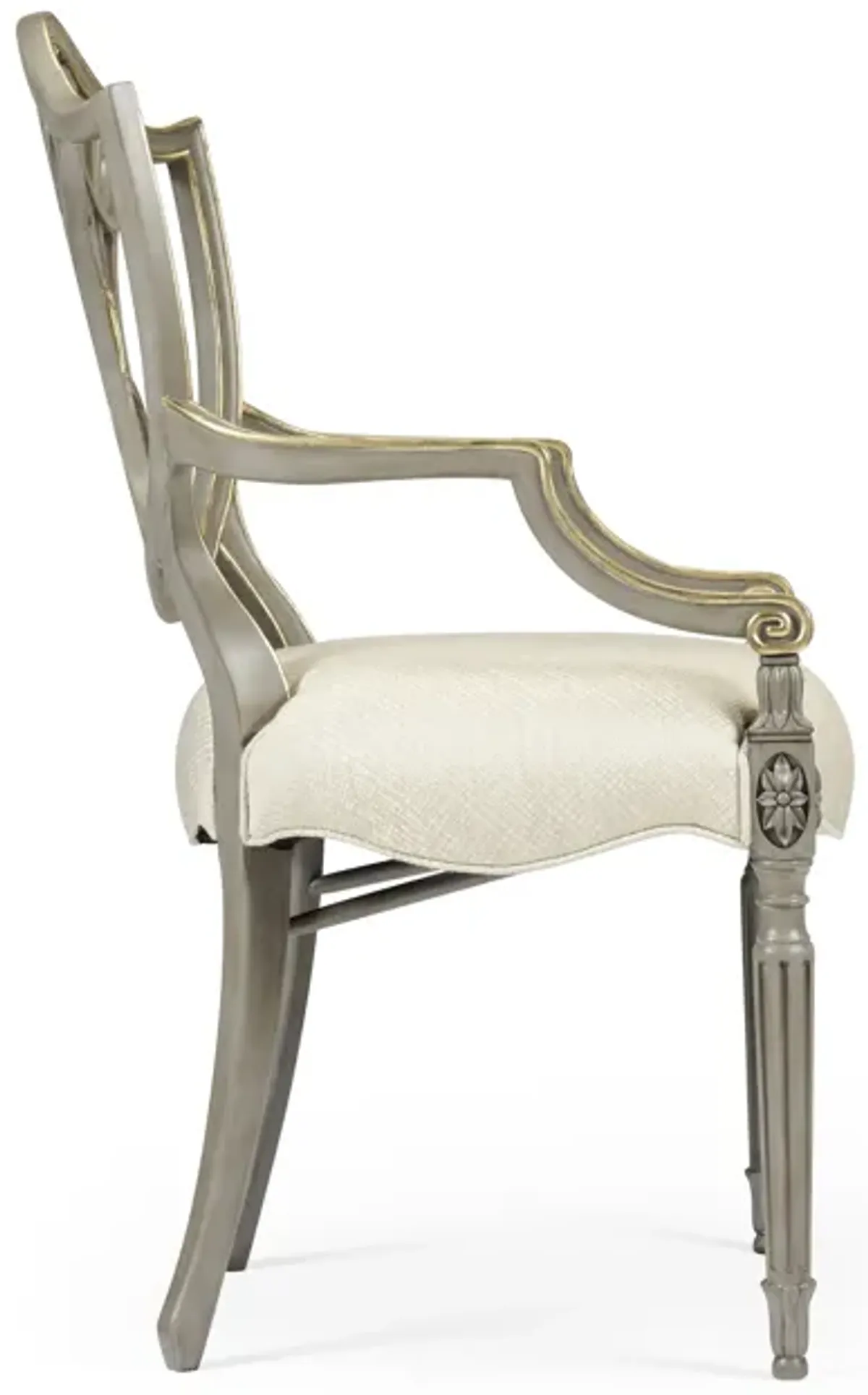 Grey & Gilded Dining Armchair