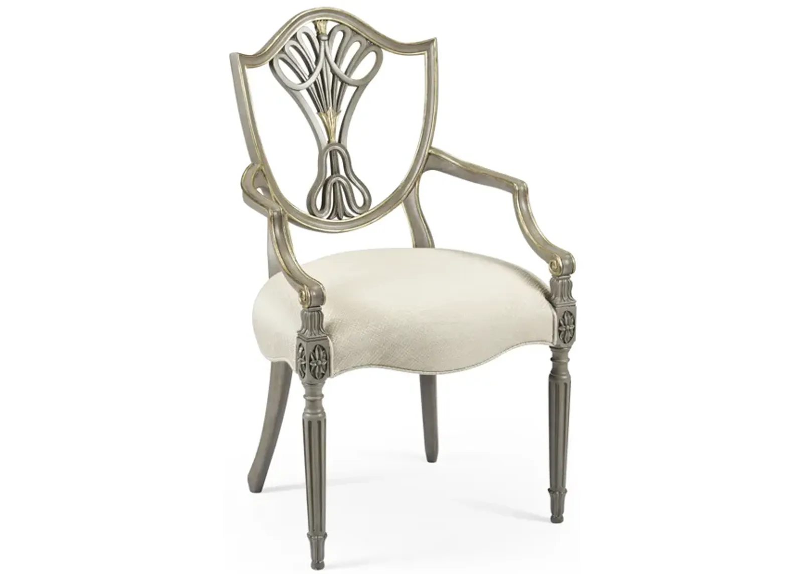 Grey & Gilded Dining Armchair