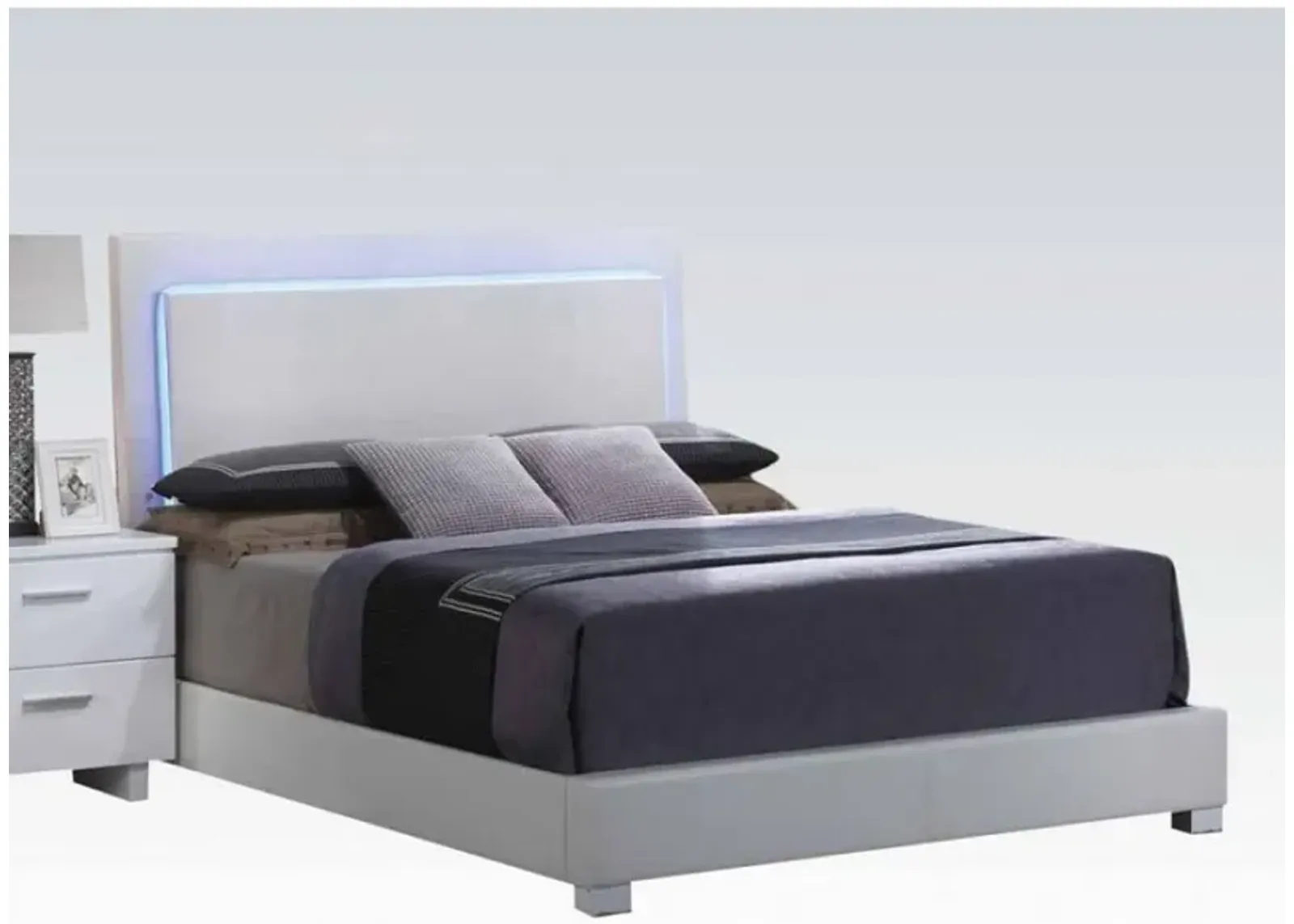 Lorimar Queen Bed In PU & Chrome Leg