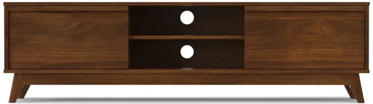 Lennon  72 inch Wide Mid Century Modern TV Media Stand in Walnut Veneer
