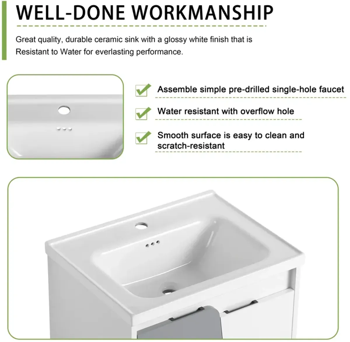 Gewnee 24 Inch Wall-Mounted Bathroom Vanity With Sink