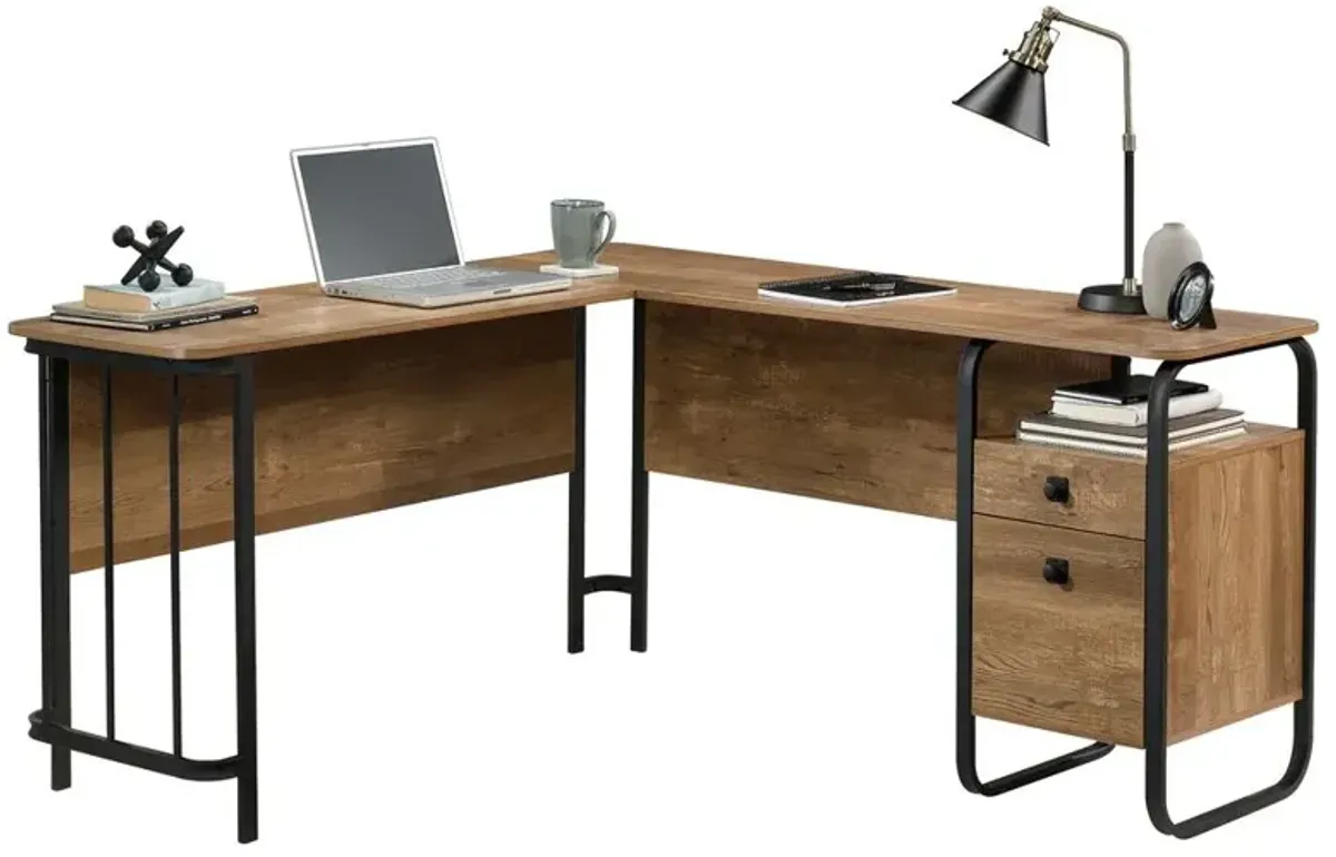 Sauder Station House L-Desk Etched Oak