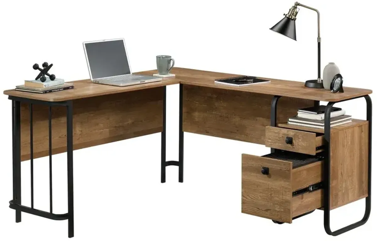 Sauder Station House L-Desk Etched Oak