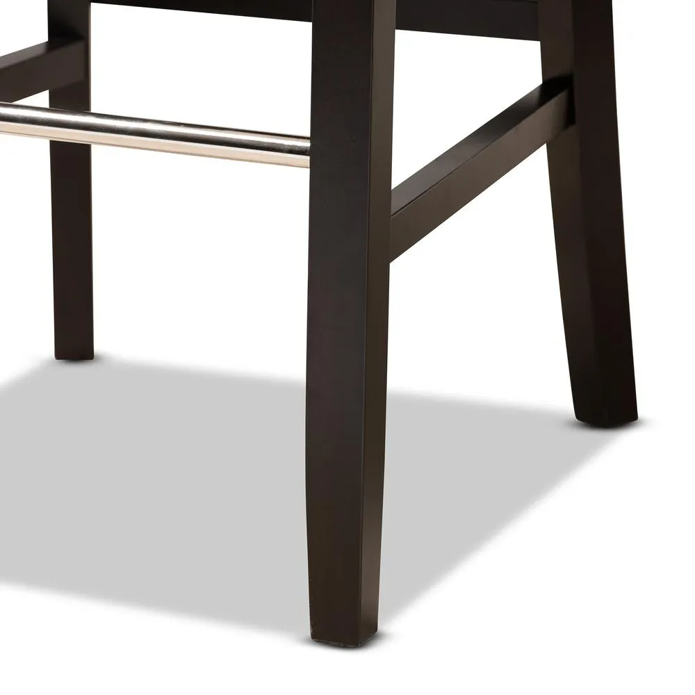 Dark Brown Finished Wood 2-Piece Bar Stool Set