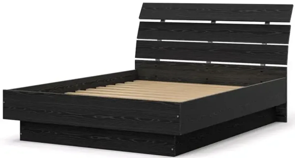 Tvilum Scottsdale Queen Bed with Slat Roll, Black Woodgrain