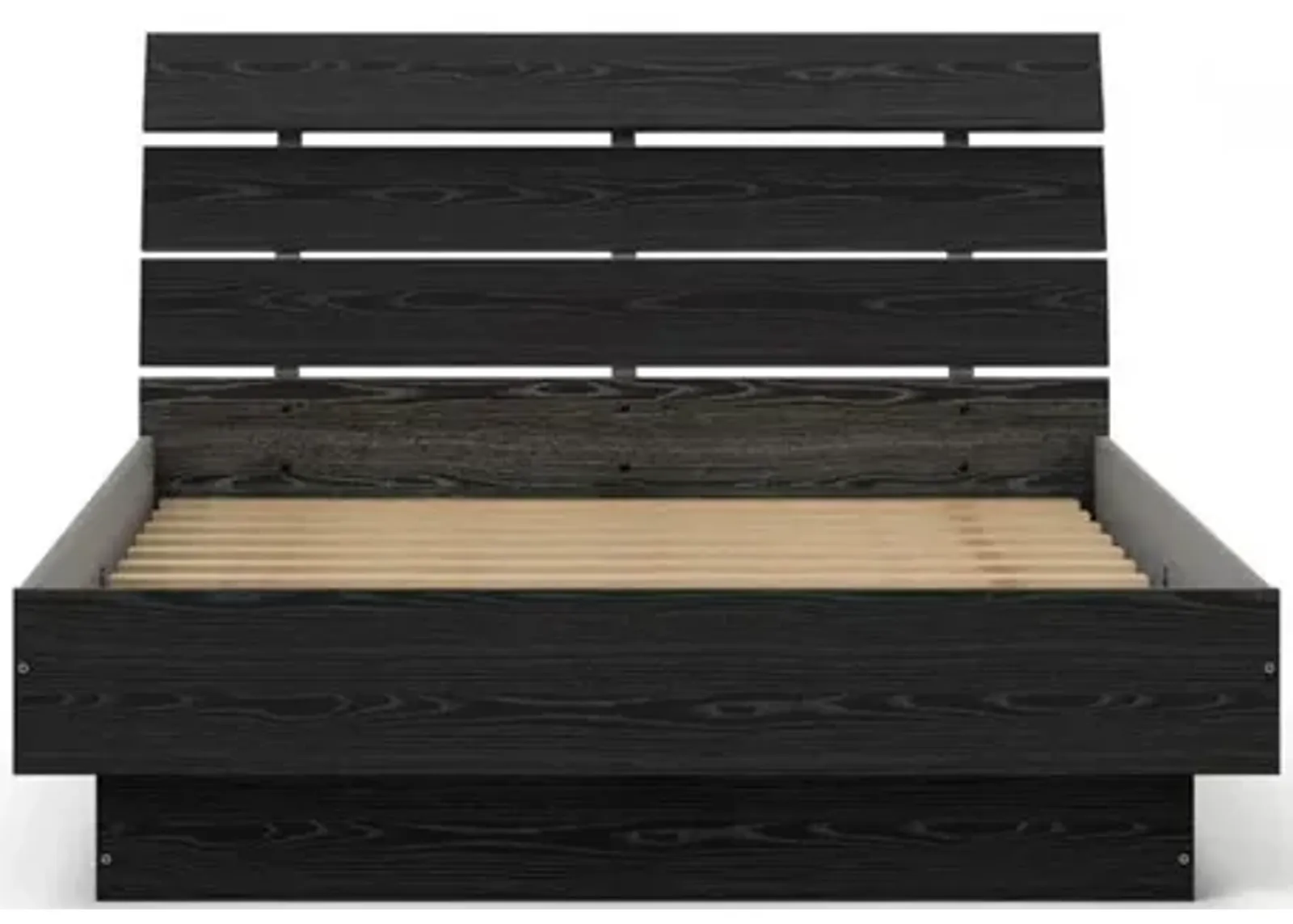 Tvilum Scottsdale Queen Bed with Slat Roll, Black Woodgrain