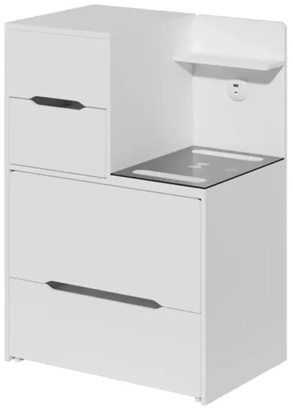 FUFU&GAGA White Vanity Table with LED Mirror, USB & Type-C Charging Ports, Adjustable Brightness, P2 MDF (23.3" W x 15.6" D x 33.5" H), White