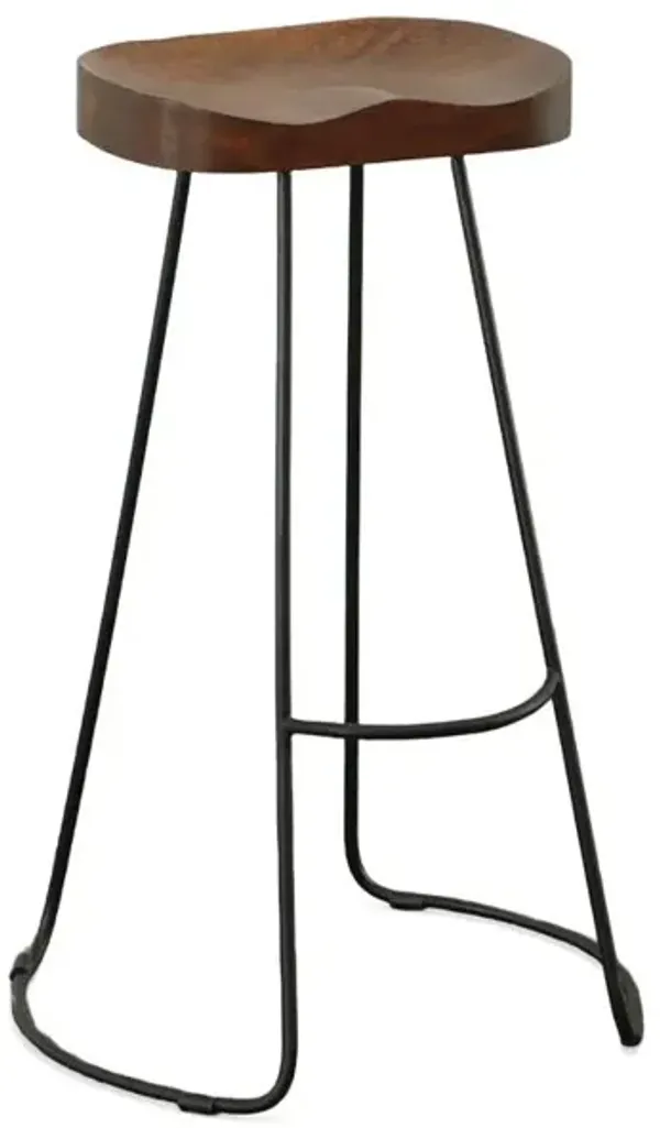 Carolina Living Saga 31 Barstool - Set of 2 - Chestnut Seat - Black Base
