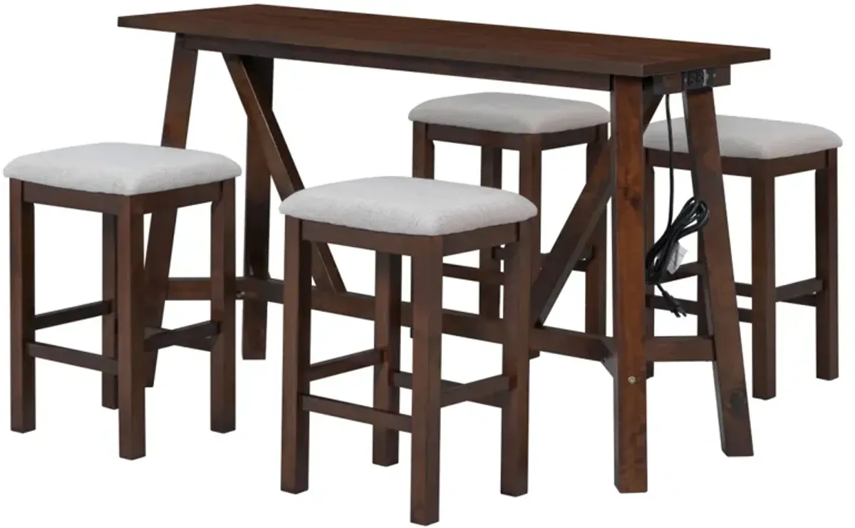 5-Piece Dining Set with Power Outlets