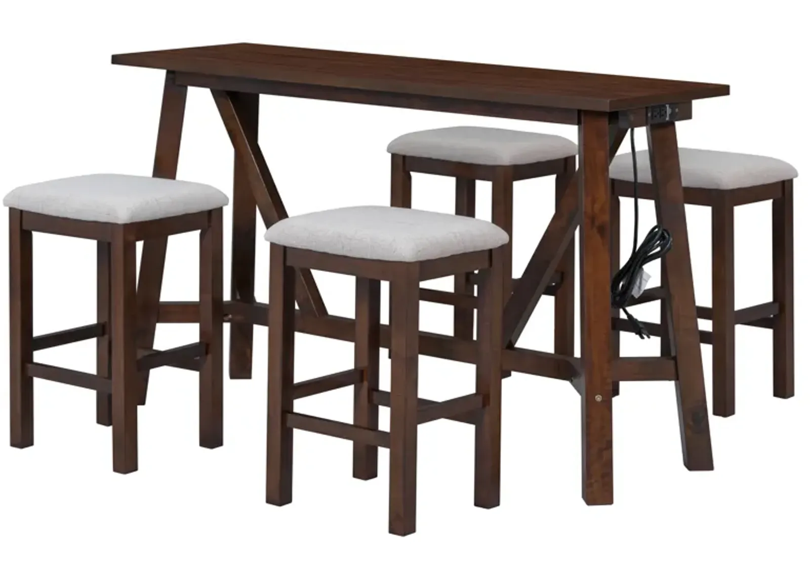 5-Piece Dining Set with Power Outlets