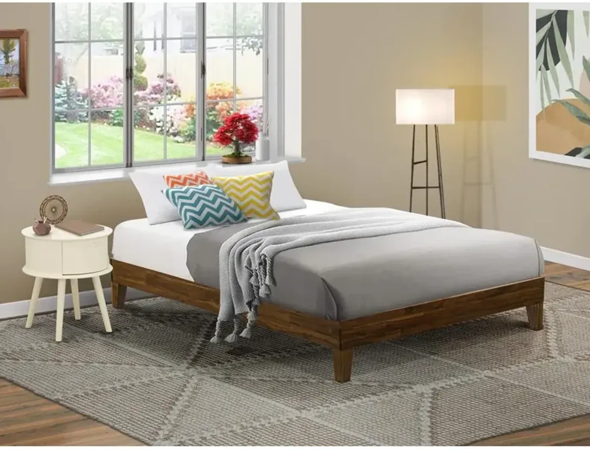 East West Furniture Queen Size Bed Frame with 4 Solid Wood Legs and 2 Extra Center Legs - Walnut Finish