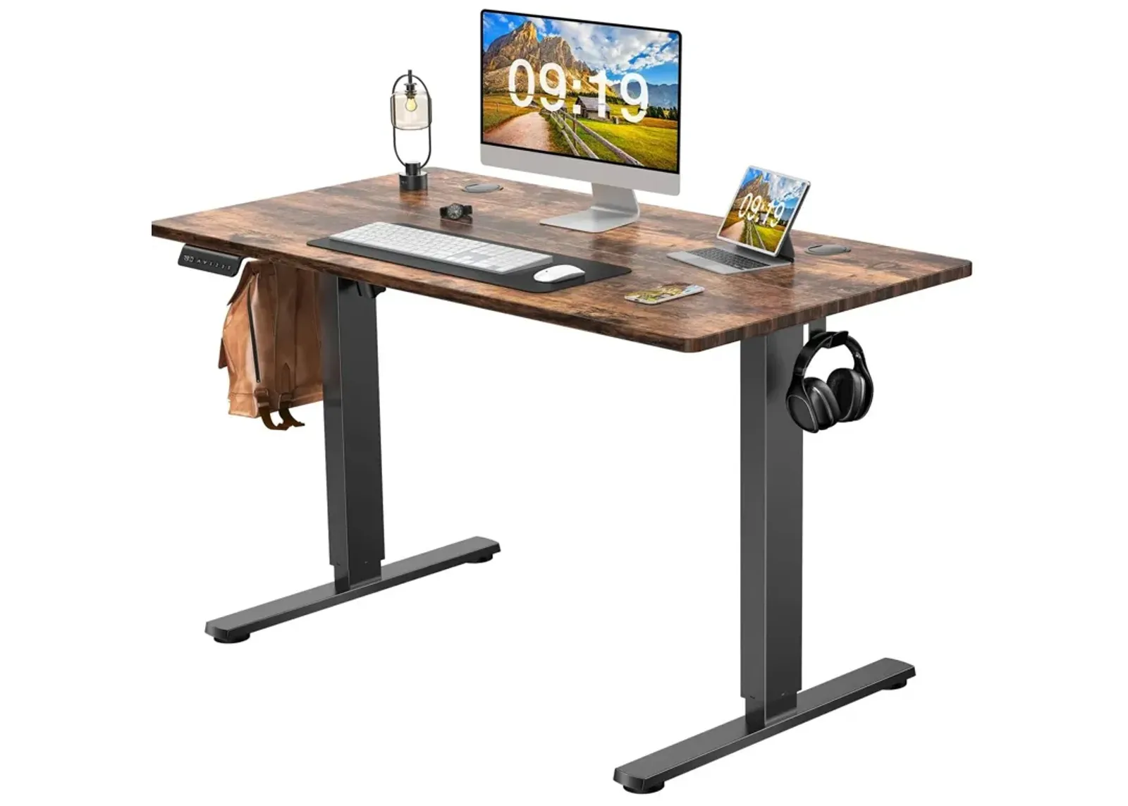 Electric Power Lift Desk with Memory Height Settings, High Load Capacity, and Enhanced Productivity