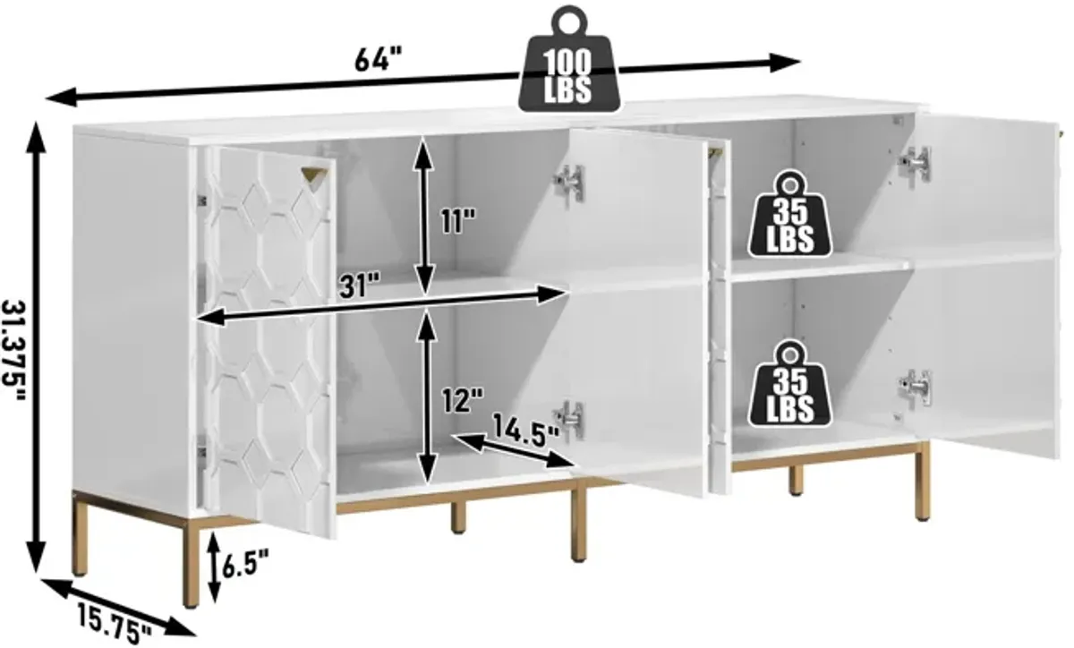 31.3 in. H 4 Door Blue Locker Accent Storage Cabinet