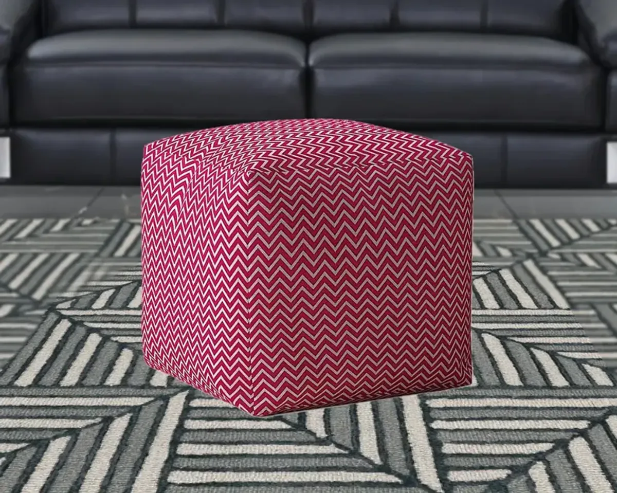 Homezia 17" Pink Chevron Pouf Ottoman