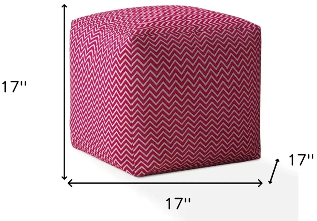 Homezia 17" Pink Chevron Pouf Ottoman