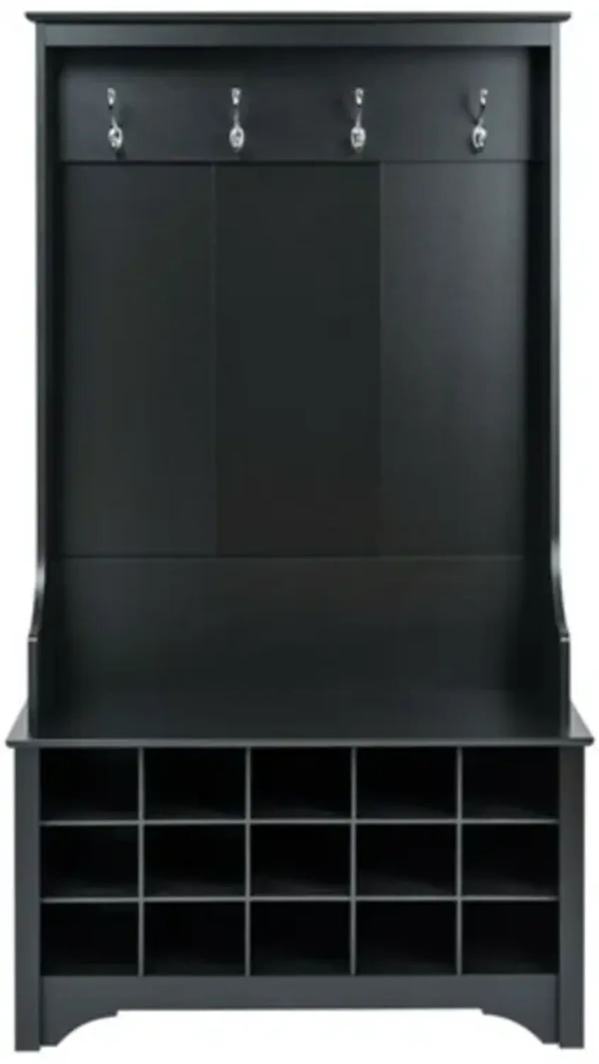 Entryway Hall Tree with Shoe Cubbies and Coat Rack for Organized Storage
