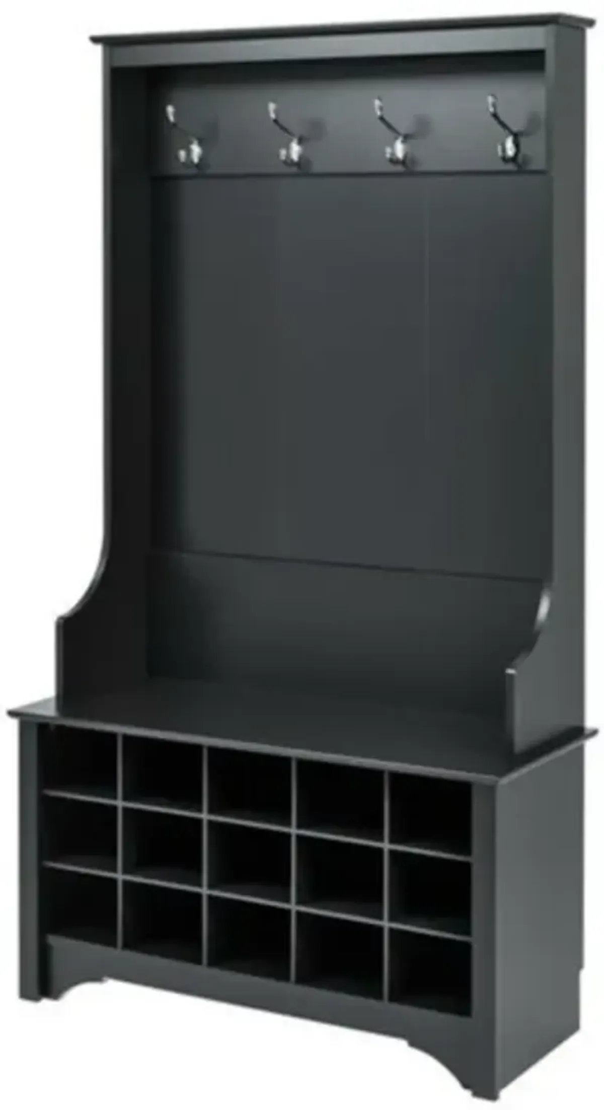 Entryway Hall Tree with Shoe Cubbies and Coat Rack for Organized Storage