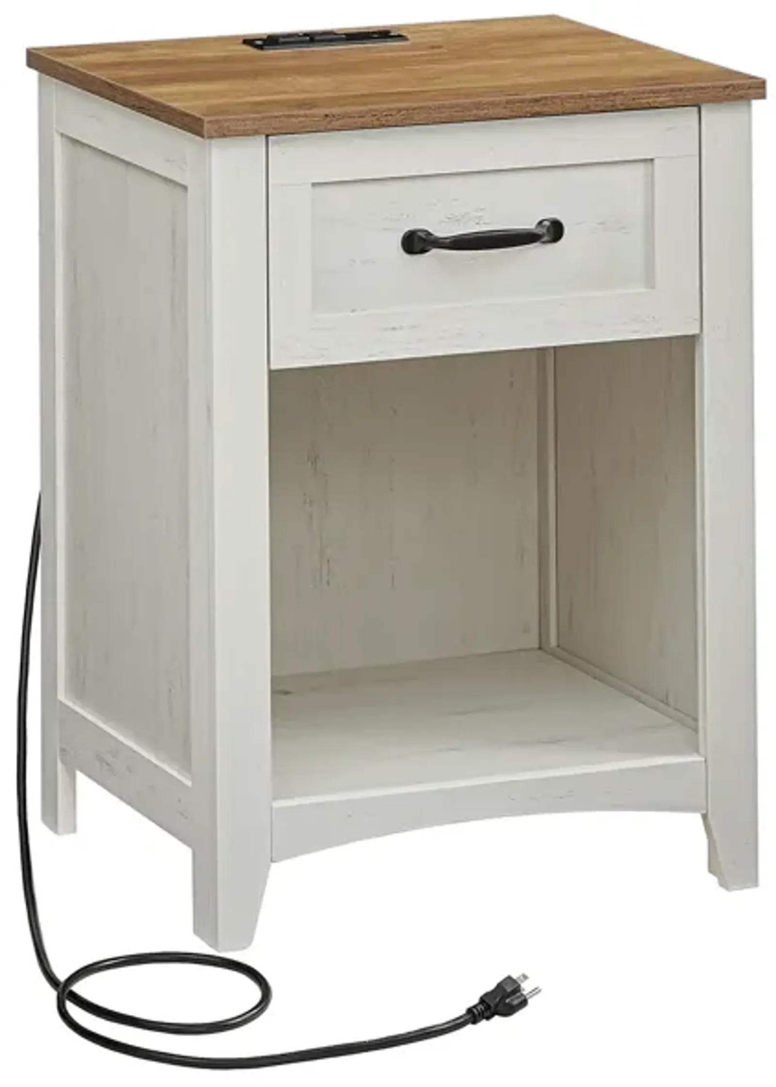 Nightstand with Charging Station and Open Compartment for Convenient Storage