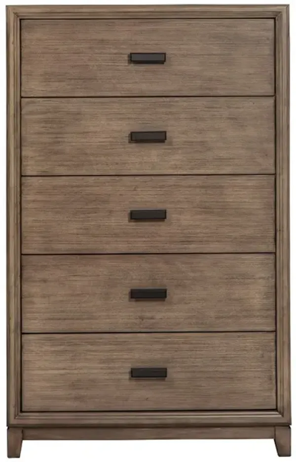 Wooden Chest with 5 Drawers, Brown-Benzara