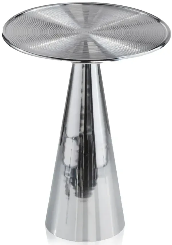 Hivvago Round Metal Frame Silver Finshed And Cone Pedestal End Table