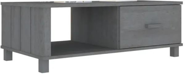 Coffee Table, 39 Inch, Rectangular Top, Solid Pine Wood, Dark Gray - Benzara