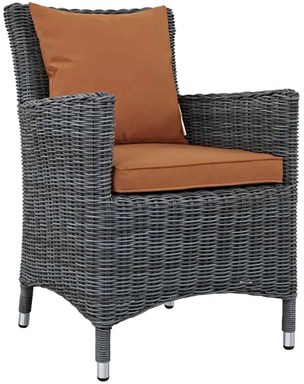 Modway Summon Wicker Rattan Aluminum Outdoor Patio Two Dining Arm Chairs with Sunbrella� Fabric Cushions in Canvas Tuscan