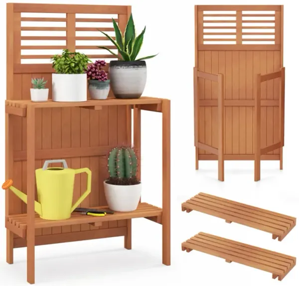 Foldable Outdoor Garden Plant Stand Portable Potted Plant Display Platform