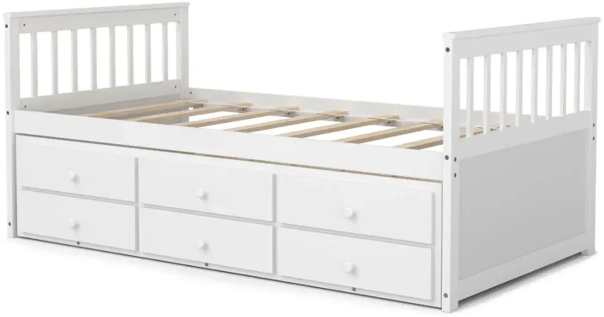 Twin Captain's Bed with Trundle and 3 Storage Drawers