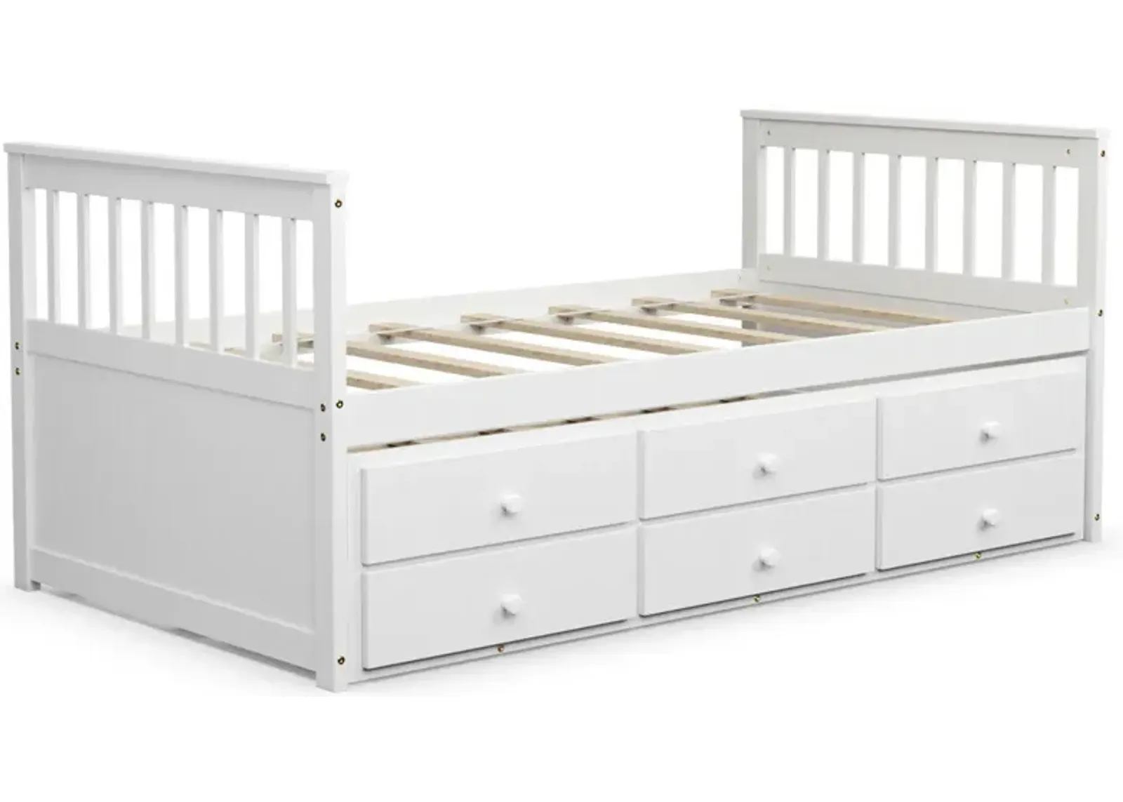 Twin Captain's Bed with Trundle and 3 Storage Drawers