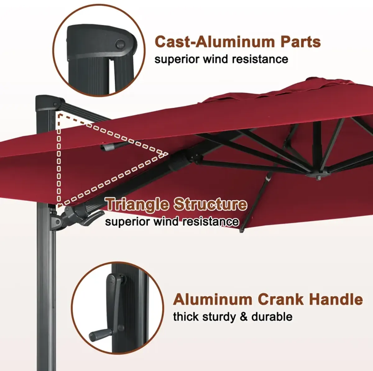 MONDAWE 13ft Square Offset Cantilever Patio Umbrella for Outdoor Shade