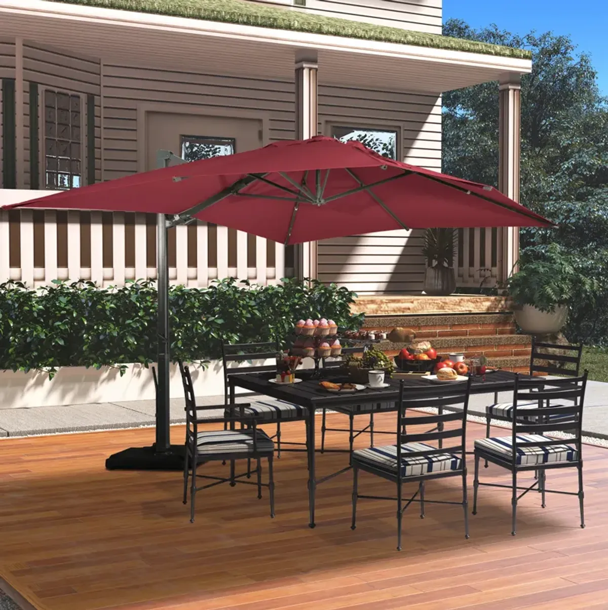 MONDAWE 13ft Square Offset Cantilever Patio Umbrella for Outdoor Shade